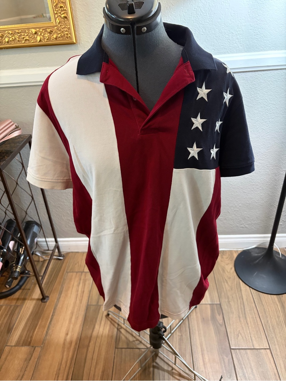 Tommy Hilfiger Red, White & Navy Flag-Pattern Polo